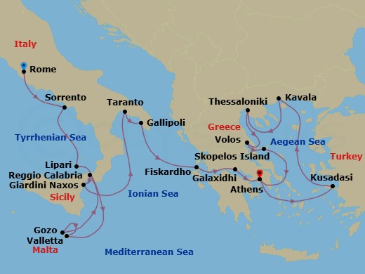 Star Collector: Southern Italy & Northern Greece Odyssey Route Map