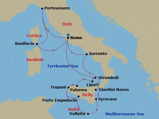 Star Collector: Sicilian & Corsican Escape Route Map