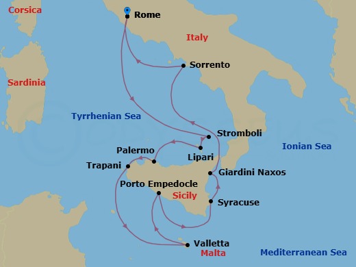Sicilian Splendors Route Map