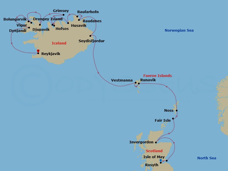 Rosyth To Reykjavik Route Map