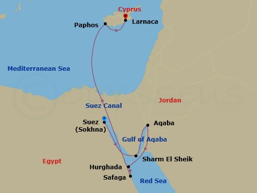 Egypt To Cyprus Via The Suez Canal Route Map