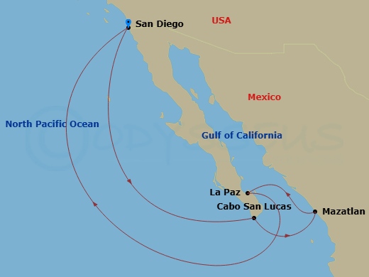 7 Night Cabo, Mazatlan & La Paz Route Map