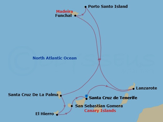 Hidden Gems Of The Canary Islands & Madeira Route Map