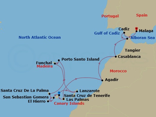 Star Collector: Morocco, Madeira & The Canary Islands Route Map
