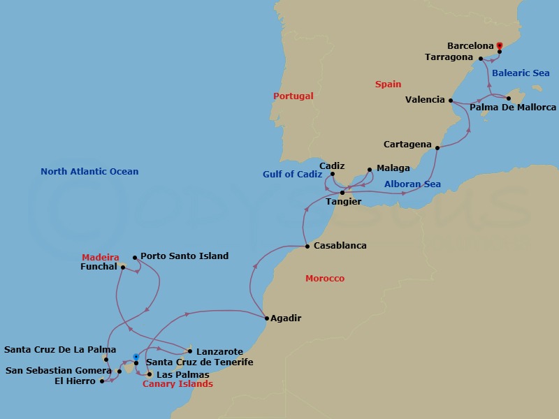 Star Collector: Spain, Morocco & Atlantic Archipelagos Route Map