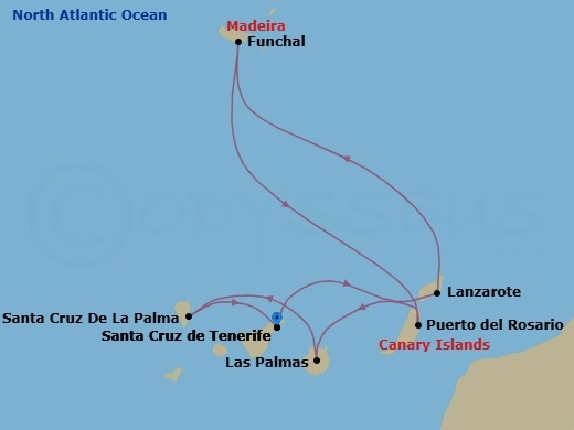 Canary Islands And Madeira, 7 Nights Route Map