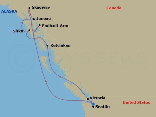 Journeys-9-Day Inside Passage & Glacier Route Map