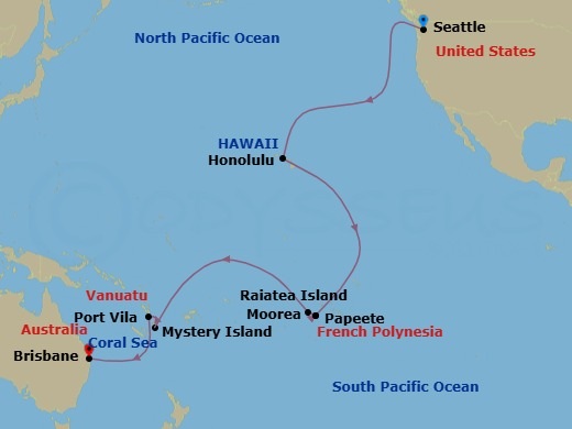 25 Night Transpacific Cruise Route Map