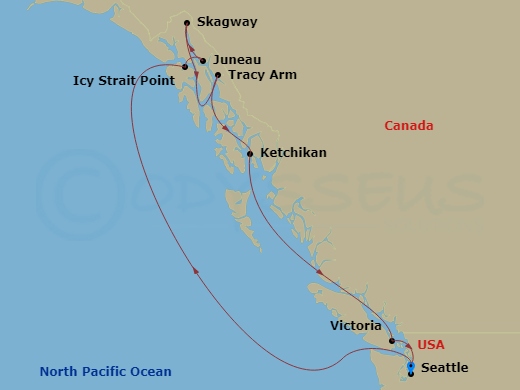 Journeys-9-Day Inside Passage & Glacier Route Map