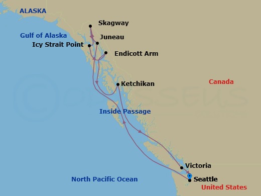 Journeys-9-Day Inside Passage & Glacier Route Map