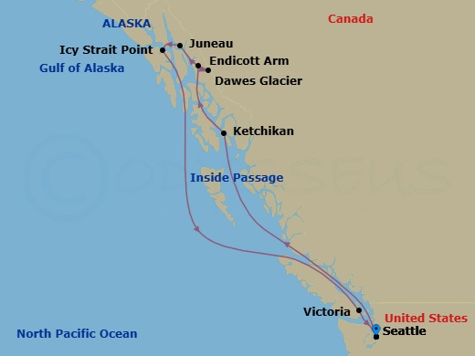 12-Day Bliss Denali Explorer - Pre Cruisetour Route Map