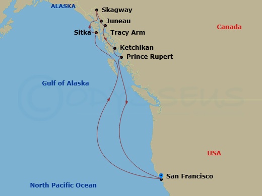 11-Day Alaska Inside Passage & Glacier Route Map
