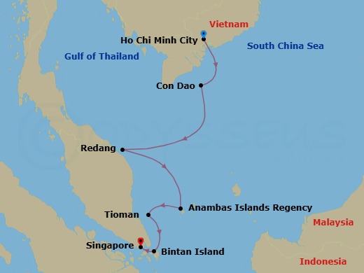 Saigon To Singapore: Coastal Gems Route Map