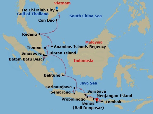 Discover Southeast Asia: Saigon To Bali Via Singapore Route Map