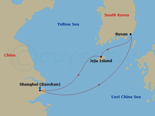 5 Night Busan & Jeju Cruise Route Map