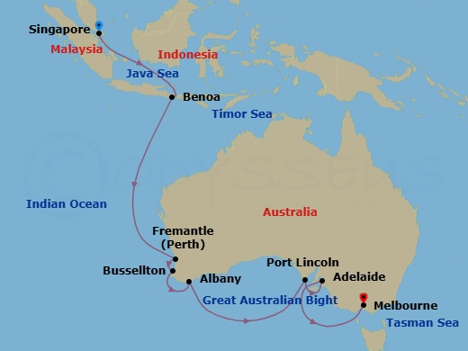 Singapore To Melbourne Route Map