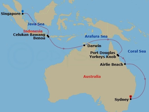15 Night Singapore To Sydney Route Map
