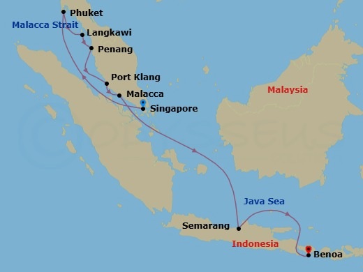 Singapore To Benoa Route Map
