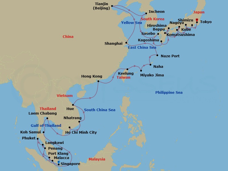 51 Night Japan Voyage Route Map