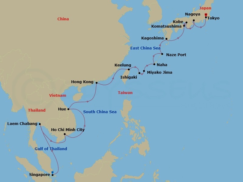 27 Night Japan Voyage Route Map