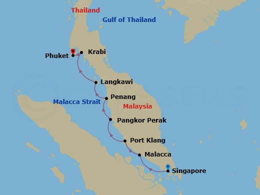 Crossroads Of Southeast Asia: Singapore, Malaysia & Thailand Route Map