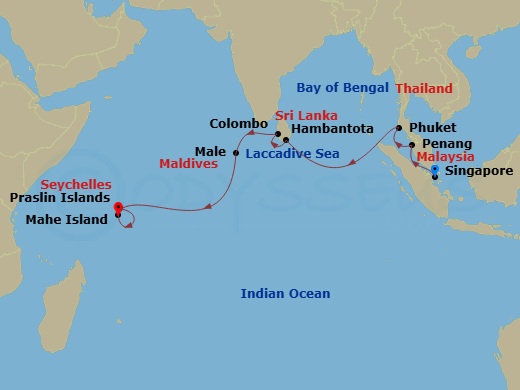 Singapore To Mahe Route Map