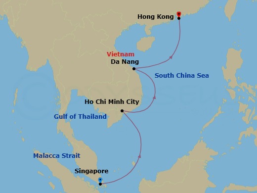 Vietnam Intensive Cruise: Ho Chi Minh City, Hue & Hong Kong Route Map