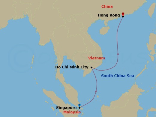 5 Night Singapore To Hong Kong Cruise Route Map