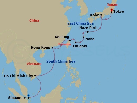 Singapore To Tokyo Route Map