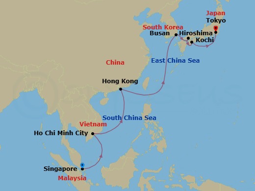 Singapore To Tokyo Route Map