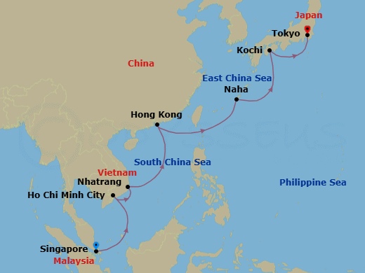 Singapore To Tokyo Route Map