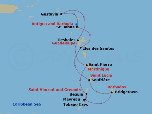 Caribbean Enchantment: Roundtrip Antigua Route Map
