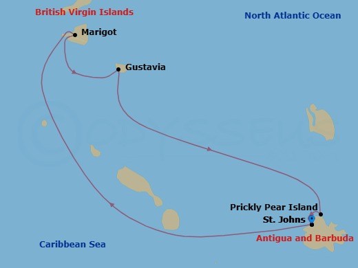 Lesser Antilles Featuring Marigot & St. Barths Route Map
