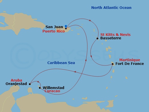 Southern Caribbean Holiday Cruise Route Map