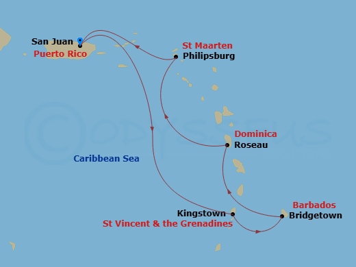 Southern Caribbean Cruise Route Map