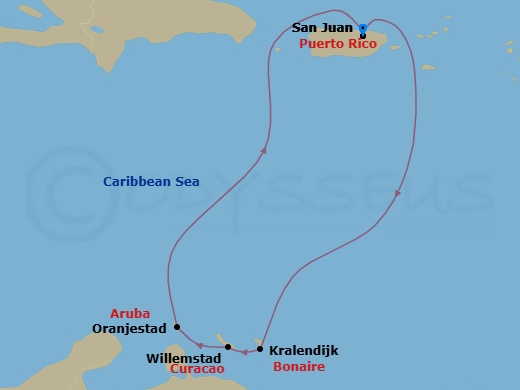6 Night Southern Caribbean Cruise Route Map
