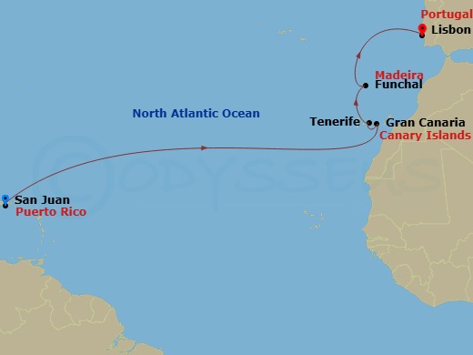 Mid Atlantic Crossing Route Map