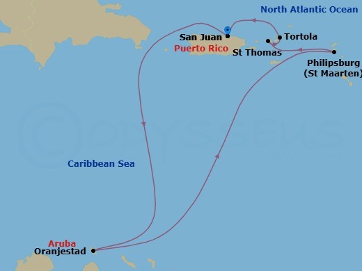 Southern Caribbean - San Juan Route Map