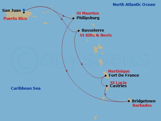 Southern Caribbean Cruise Route Map