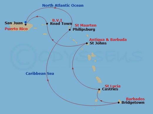 Southern Caribbean Cruise Route Map