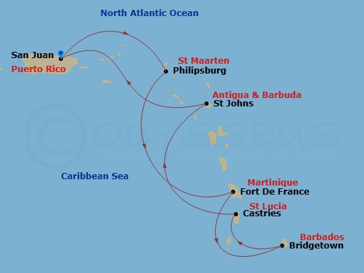 Southern Caribbean New Year's Cruise Route Map