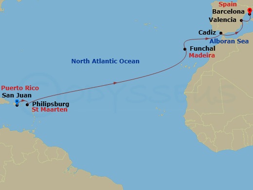 West Indies To Spain Route Map