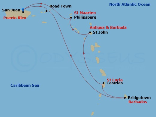 Southern Caribbean Cruise Route Map