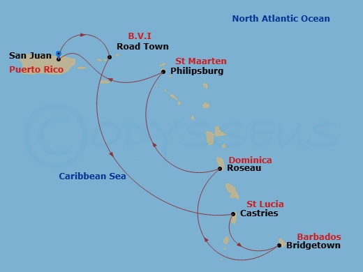 Southern Caribbean Cruise Route Map