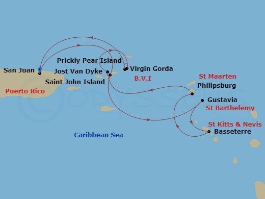 San Juan & The Virgin Islands Route Map