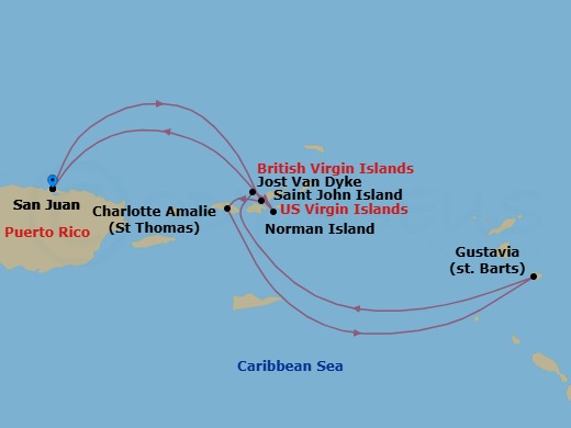 West Indies Island Hopping Route Map