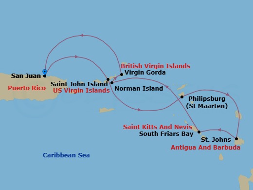 West Indies Island Hopping Route Map