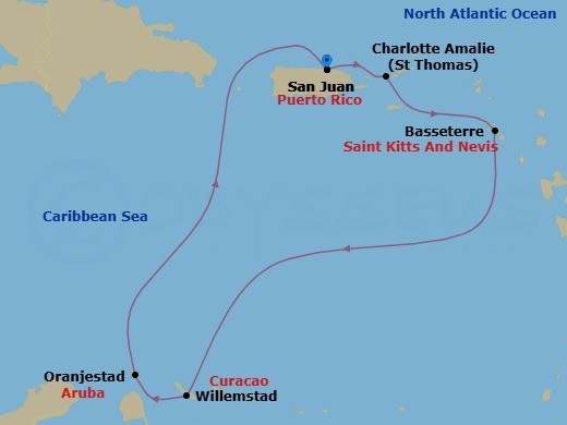 7 Night Southern Caribbean Cruise Route Map