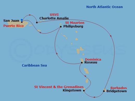 Southern Caribbean Cruise Route Map