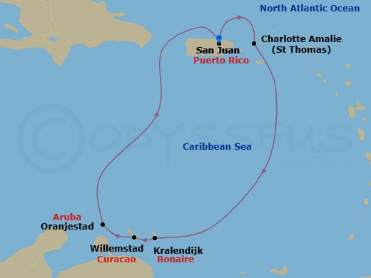 7 Night Southern Caribbean Holiday Route Map